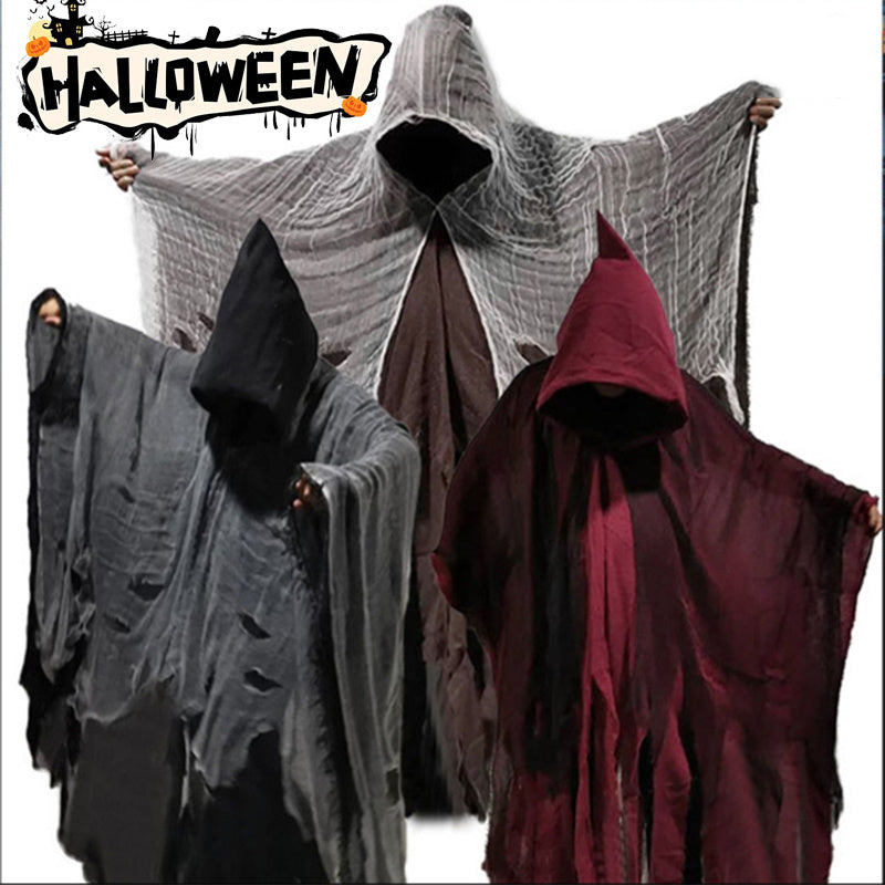 Unisex Halloween Ghost Dementors Cosplay Costume Gothic Horror Zombie Tattered Hooded Capes Day Of The Dead Party Props Cloaks